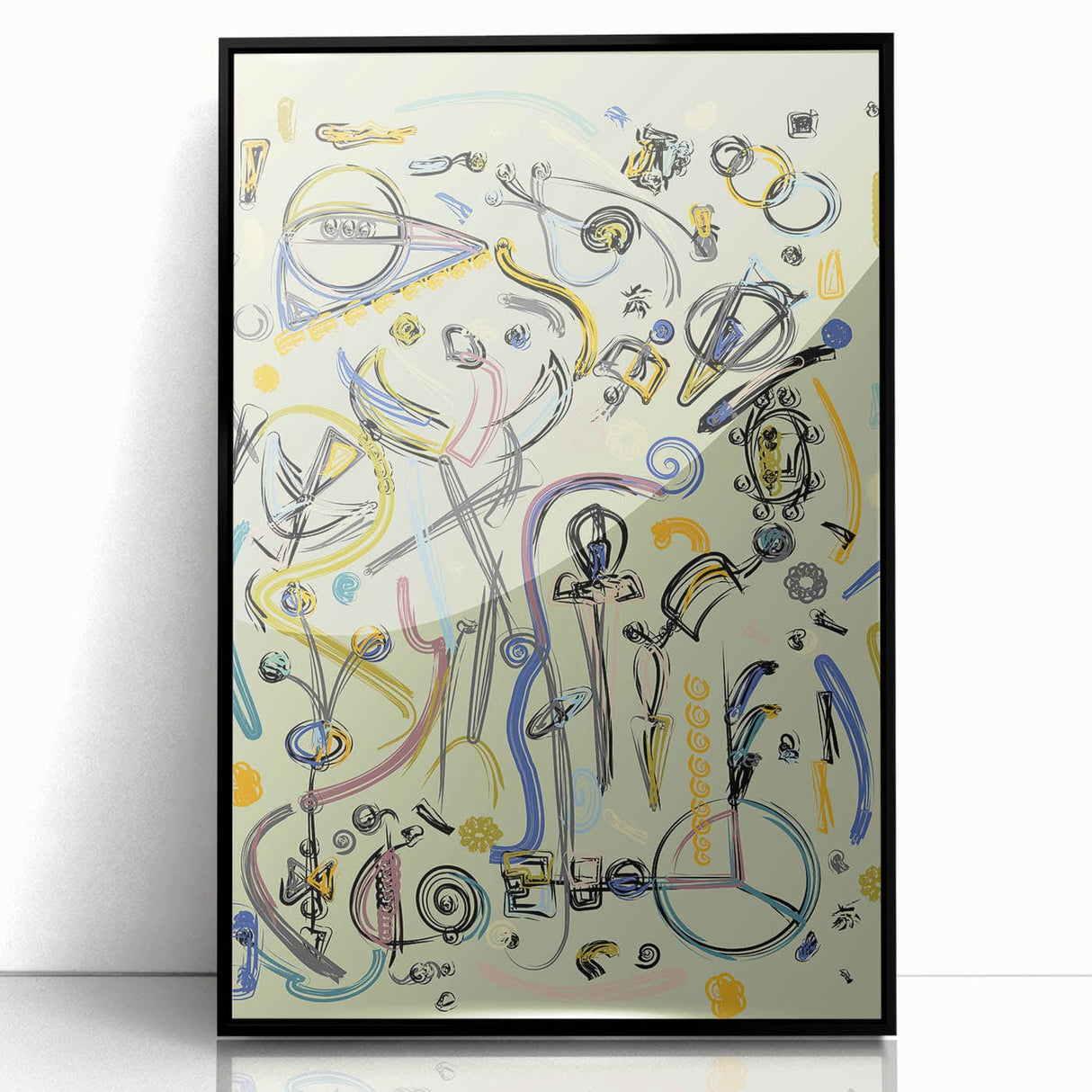 Energetic Moody Modern Wall Art – Abstract Lime & Blue Canvas