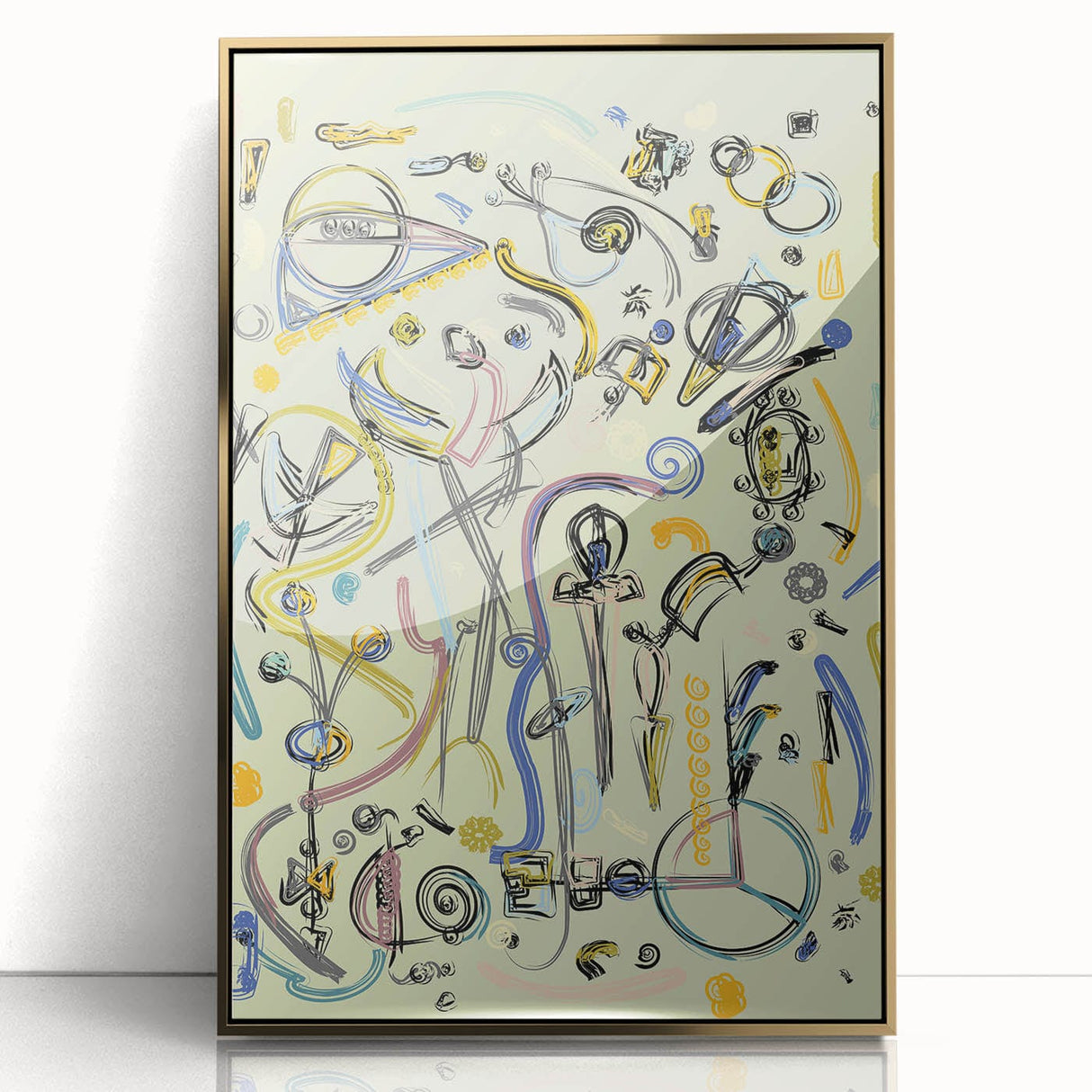 Energetic Moody Modern Wall Art – Abstract Lime & Blue Canvas