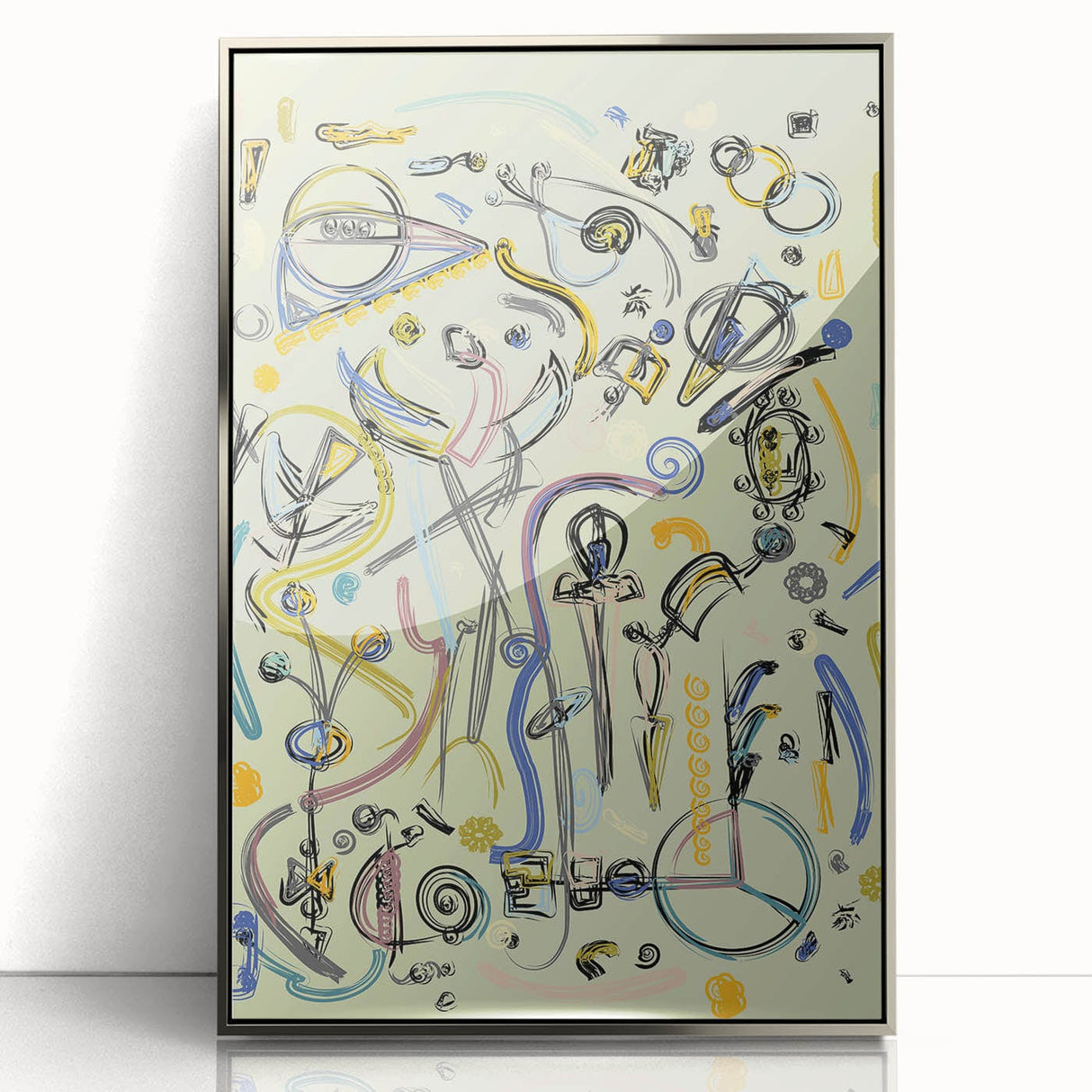 Energetic Moody Modern Wall Art – Abstract Lime & Blue Canvas