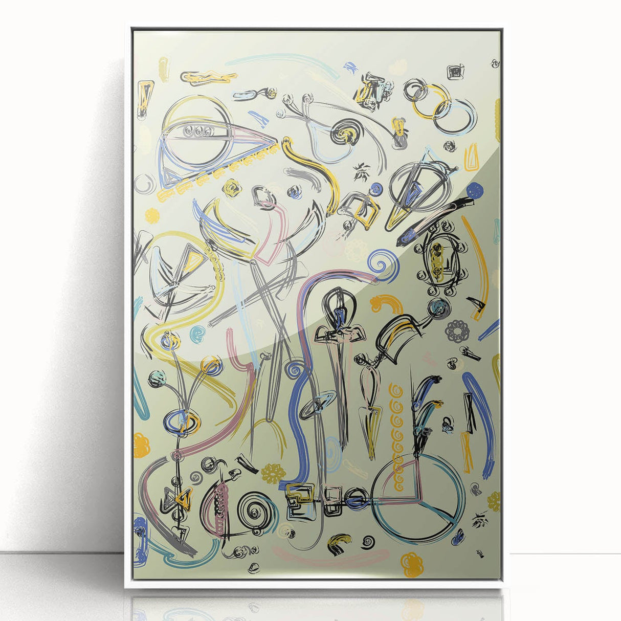 Energetic Moody Modern Wall Art – Abstract Lime & Blue Canvas