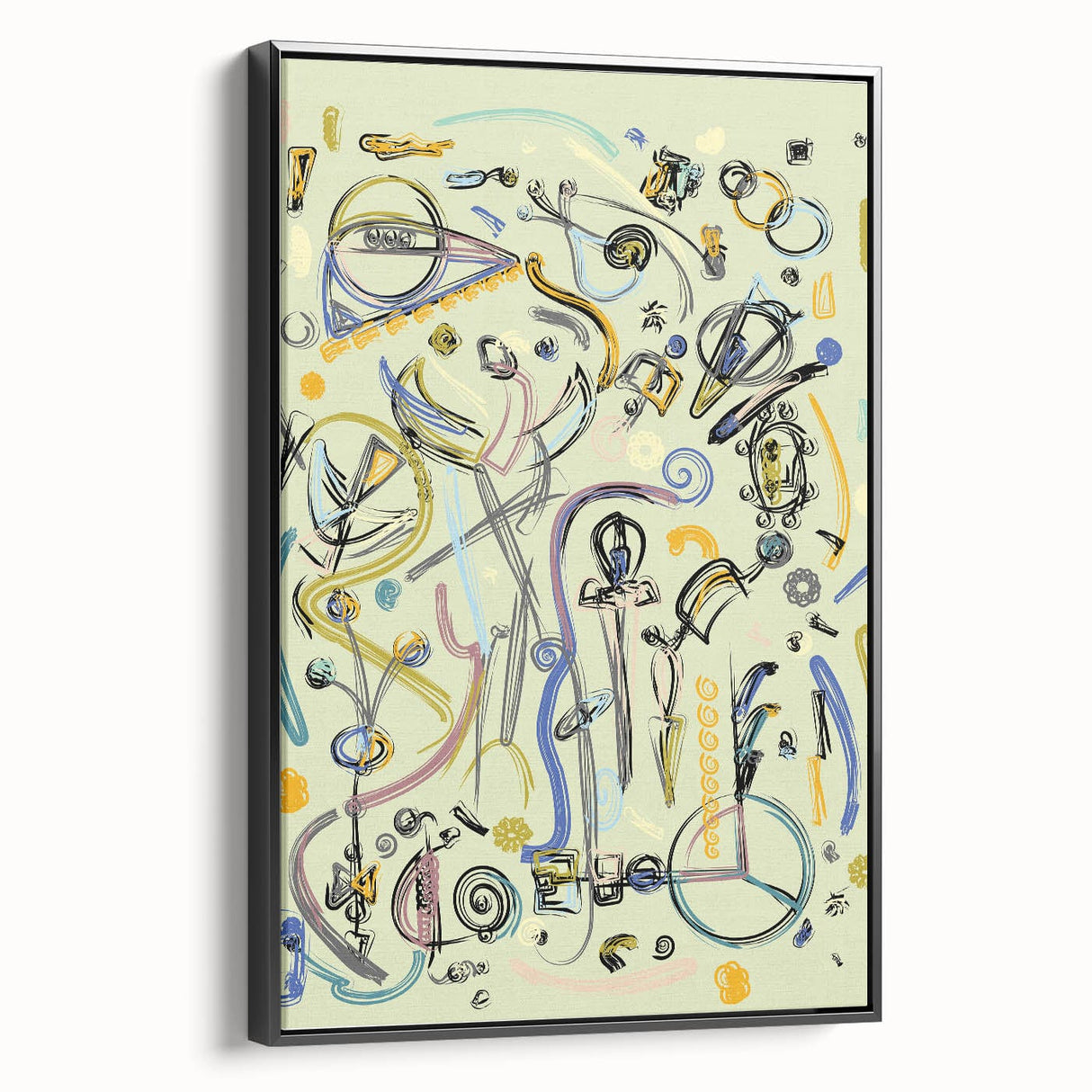 Energetic Moody Modern Wall Art – Abstract Lime & Blue Canvas