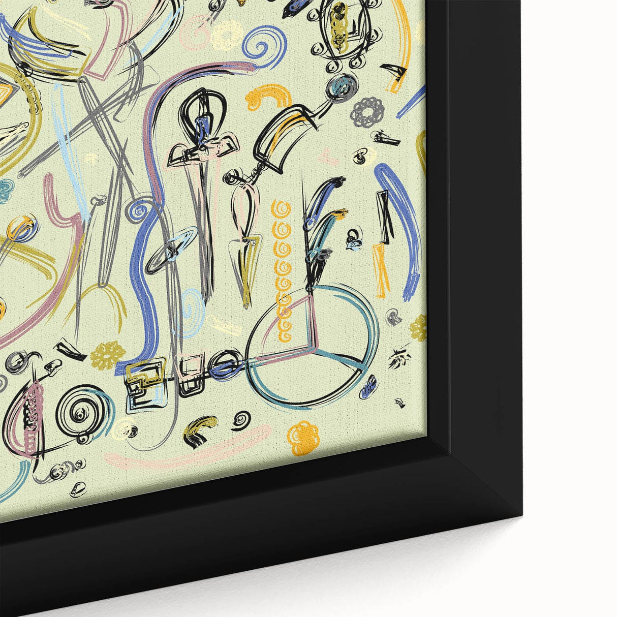 Energetic Moody Modern Wall Art – Abstract Lime & Blue Canvas