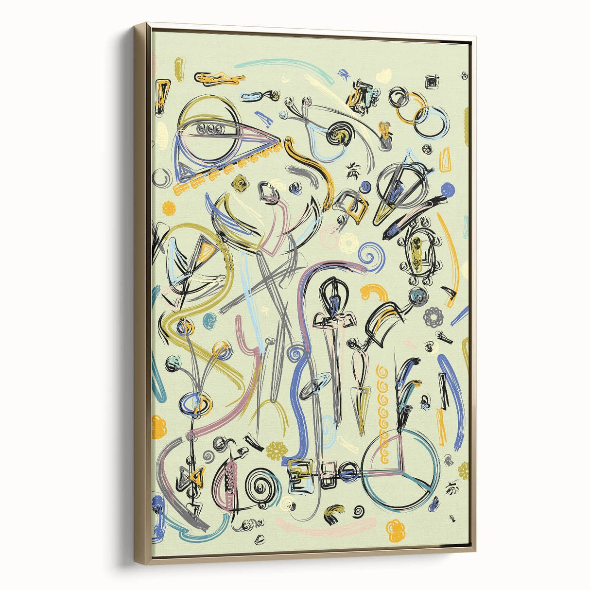 Energetic Moody Modern Wall Art – Abstract Lime & Blue Canvas