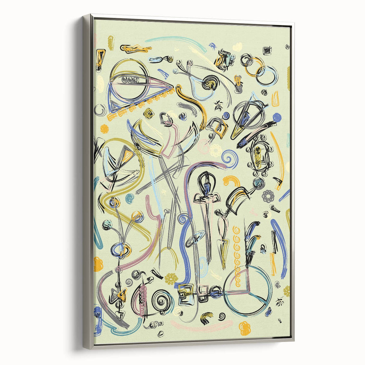 Energetic Moody Modern Wall Art – Abstract Lime & Blue Canvas