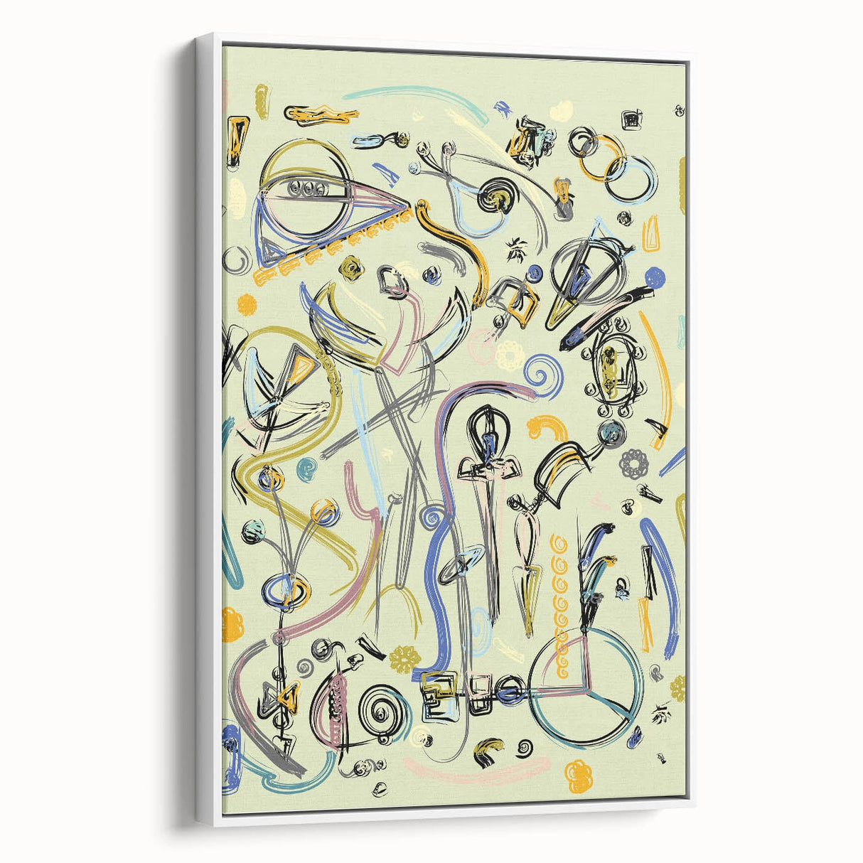 Energetic Moody Modern Wall Art – Abstract Lime & Blue Canvas