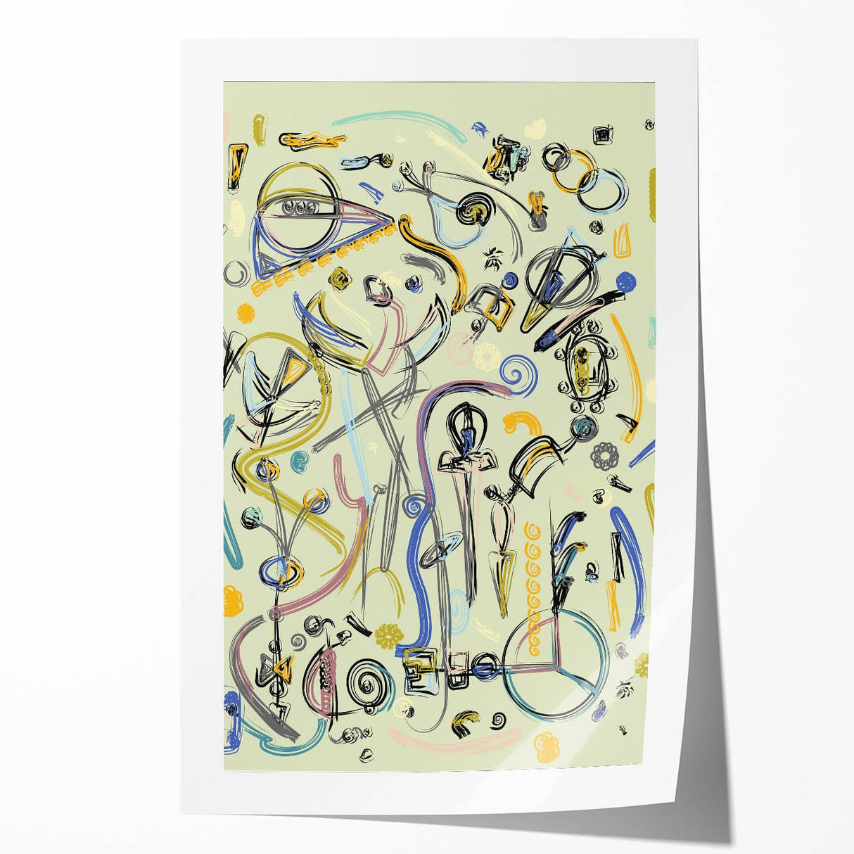 Energetic Moody Modern Wall Art – Abstract Lime & Blue Canvas