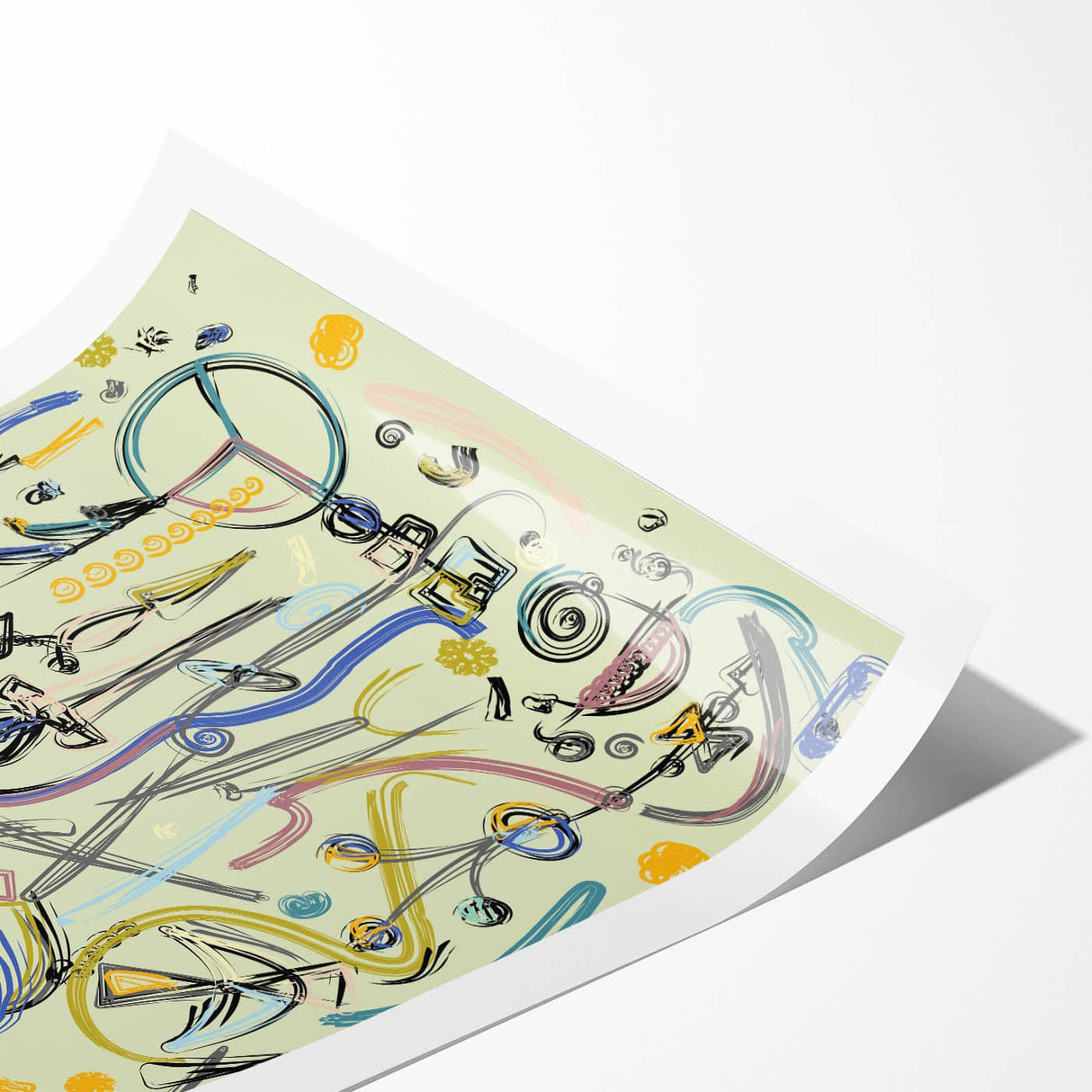 Energetic Moody Modern Wall Art – Abstract Lime & Blue Canvas