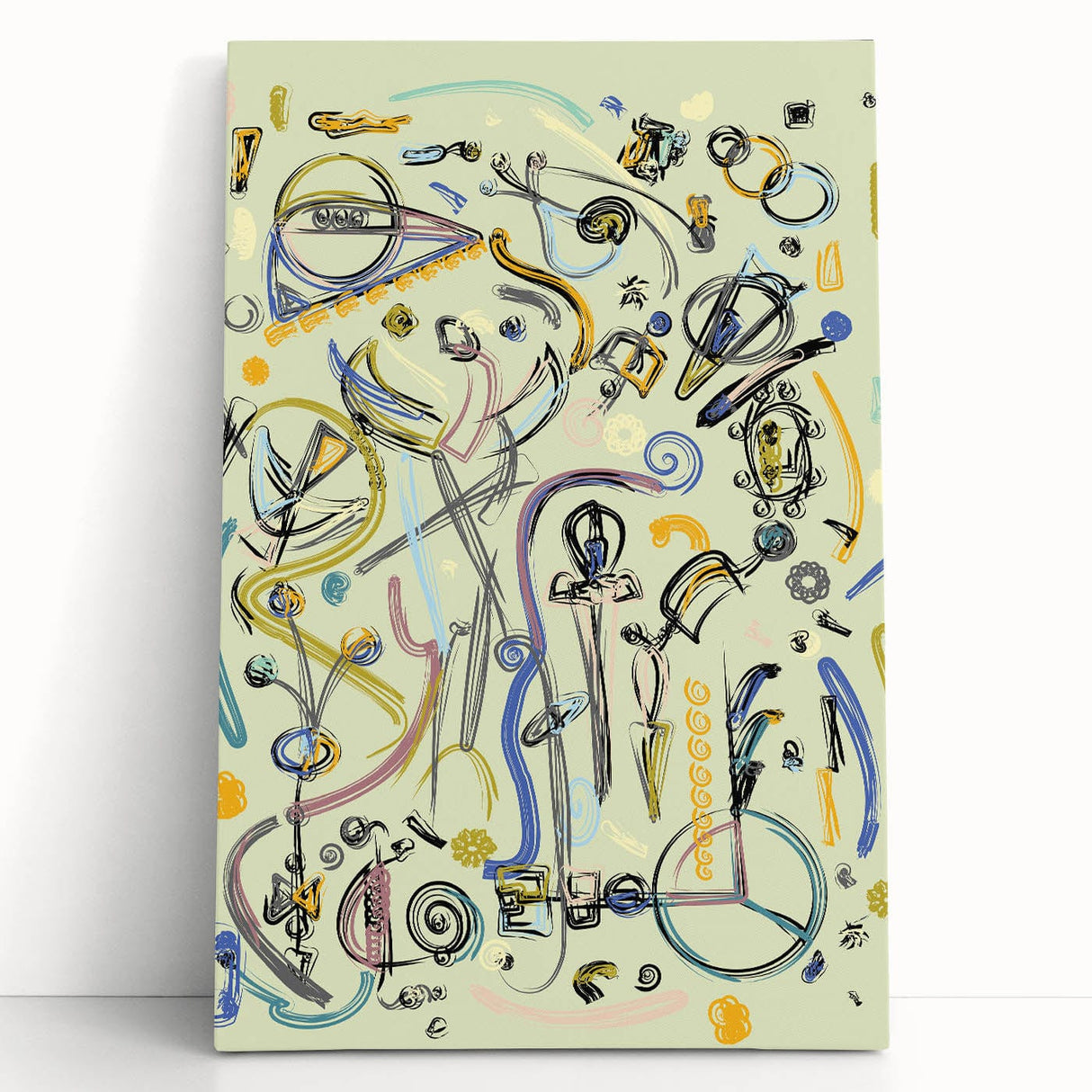 Energetic Moody Modern Wall Art – Abstract Lime & Blue Canvas