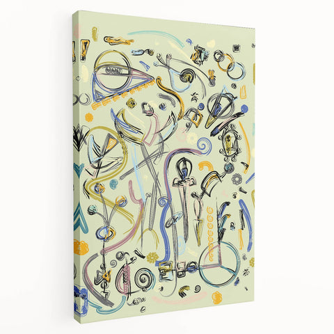 Energetic Moody Modern Wall Art – Abstract Lime & Blue Canvas