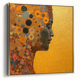 Floral Abstract Figurative Wall Art – Golden Serenity