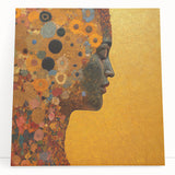 Floral Abstract Figurative Wall Art – Golden Serenity