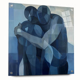 Emotional Abstract Figurative Wall Art – Embrace in Blue
