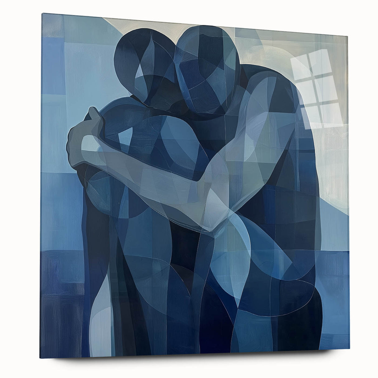 Emotional Abstract Figurative Wall Art – Embrace in Blue