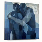 Emotional Abstract Figurative Wall Art – Embrace in Blue