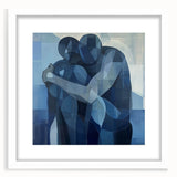Emotional Abstract Figurative Wall Art – Embrace in Blue