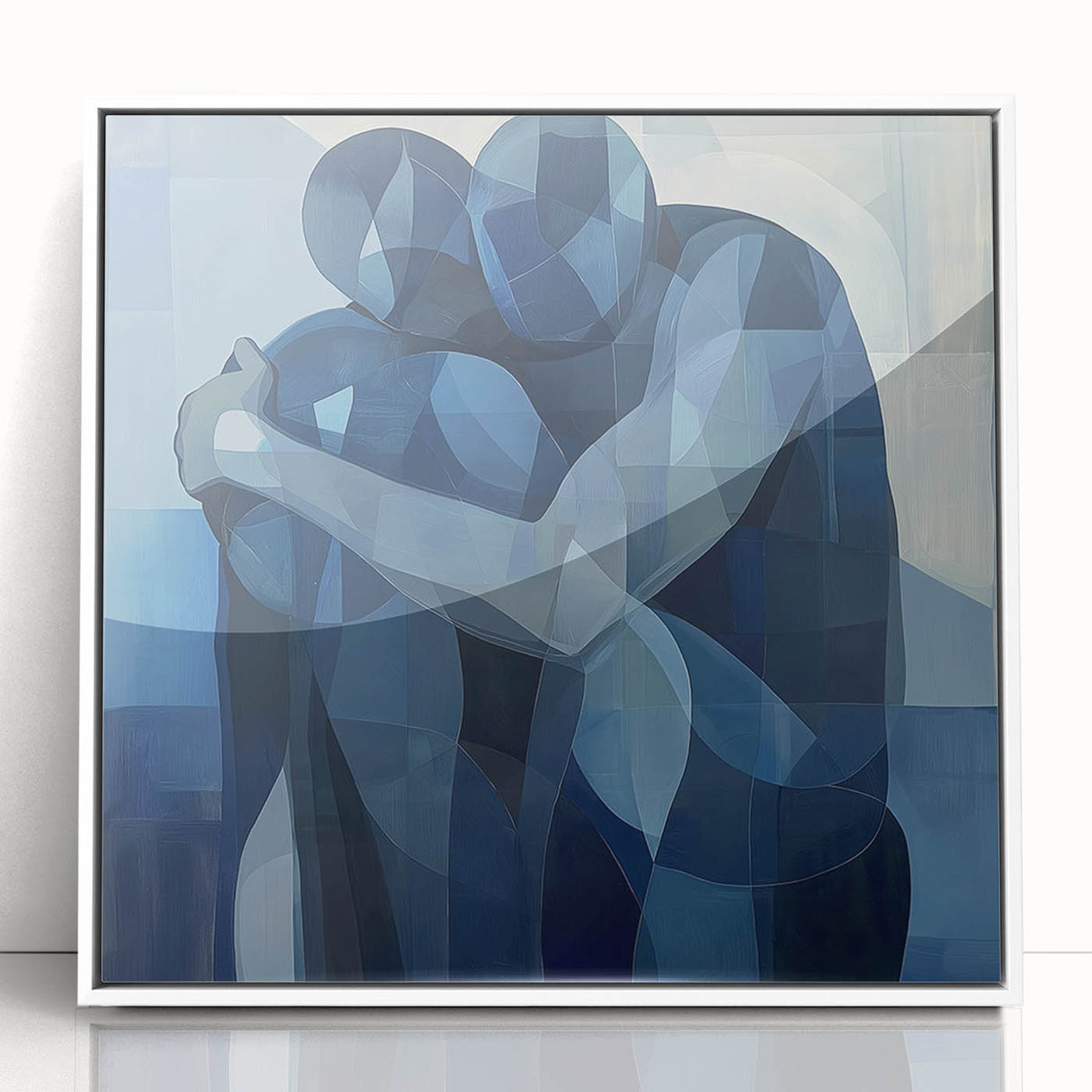 Emotional Abstract Figurative Wall Art – Embrace in Blue