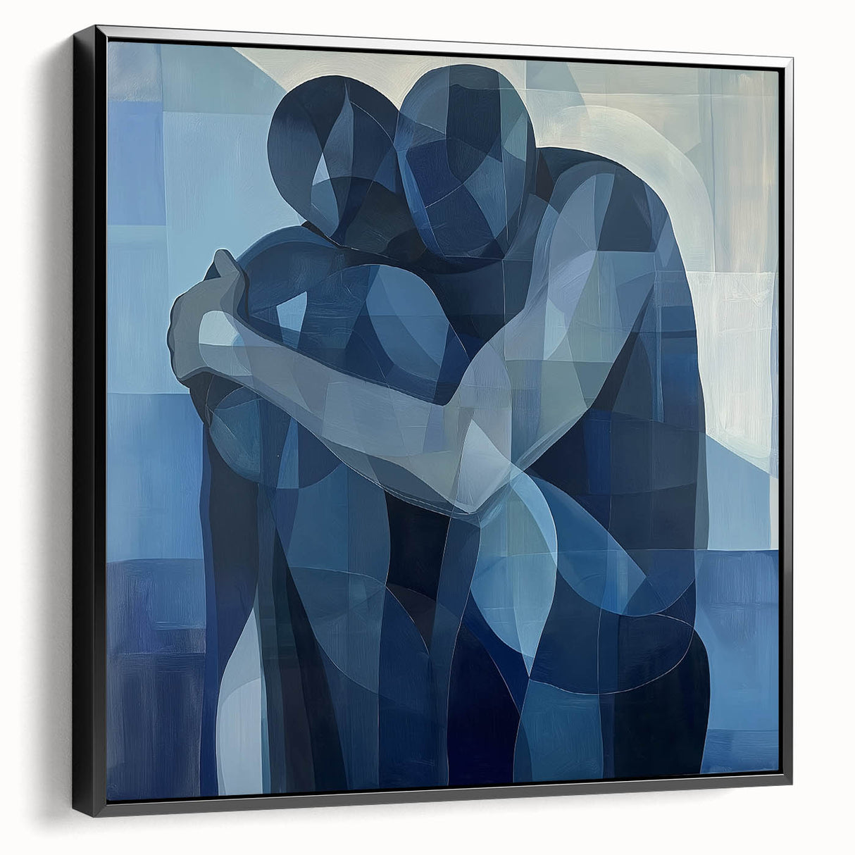Emotional Abstract Figurative Wall Art – Embrace in Blue