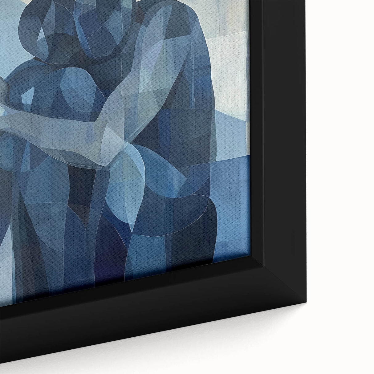 Emotional Abstract Figurative Wall Art – Embrace in Blue