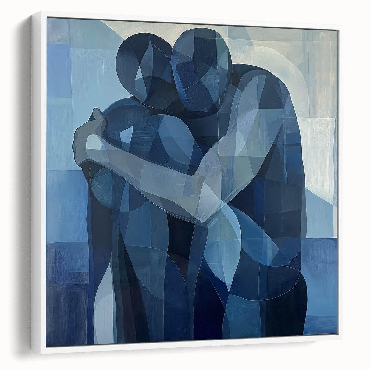 Emotional Abstract Figurative Wall Art – Embrace in Blue