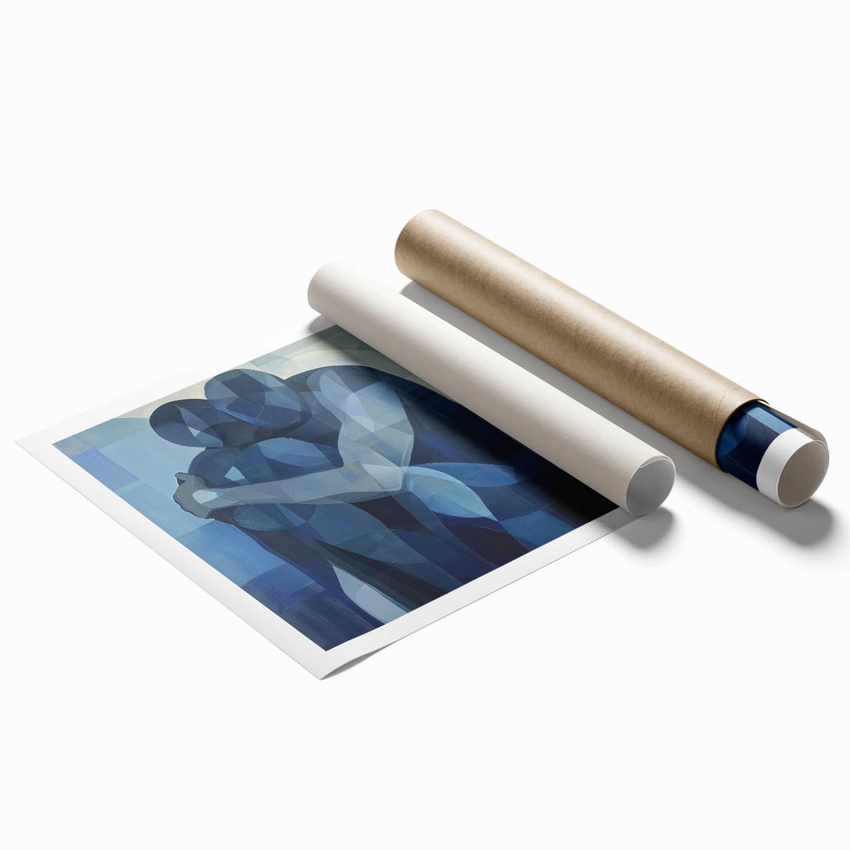Emotional Abstract Figurative Wall Art – Embrace in Blue