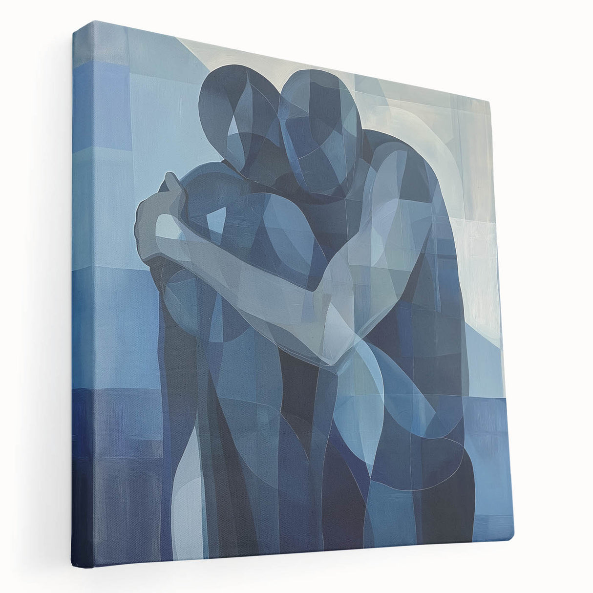 Emotional Abstract Figurative Wall Art – Embrace in Blue
