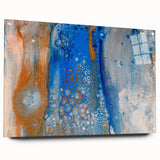 Fluid Abstract Wall Art – Blue & Gold Modern Acrylic Canvas Print