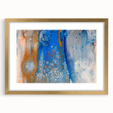 Fluid Abstract Wall Art – Blue & Gold Modern Acrylic Canvas Print