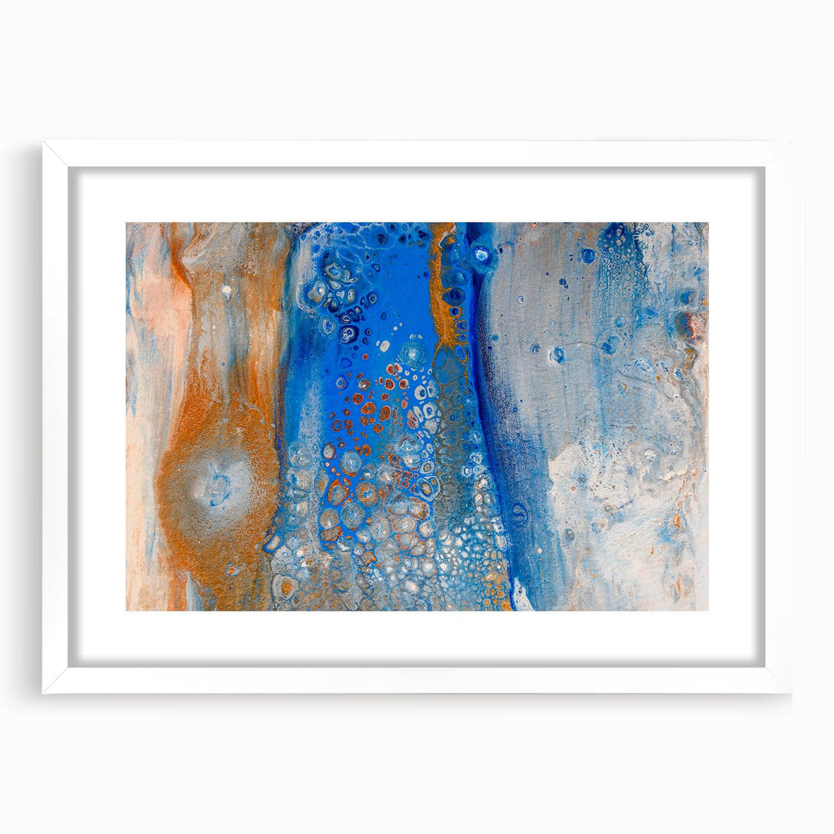Fluid Abstract Wall Art – Blue & Gold Modern Acrylic Canvas Print