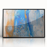 Fluid Abstract Wall Art – Blue & Gold Modern Acrylic Canvas Print