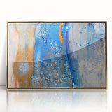 Fluid Abstract Wall Art – Blue & Gold Modern Acrylic Canvas Print
