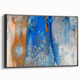 Fluid Abstract Wall Art – Blue & Gold Modern Acrylic Canvas Print