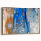 Fluid Abstract Wall Art – Blue & Gold Modern Acrylic Canvas Print