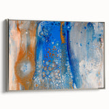 Fluid Abstract Wall Art – Blue & Gold Modern Acrylic Canvas Print