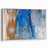 Fluid Abstract Wall Art – Blue & Gold Modern Acrylic Canvas Print