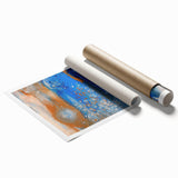 Fluid Abstract Wall Art – Blue & Gold Modern Acrylic Canvas Print