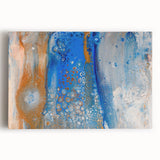 Fluid Abstract Wall Art – Blue & Gold Modern Acrylic Canvas Print