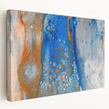 Fluid Abstract Wall Art – Blue & Gold Modern Acrylic Canvas Print