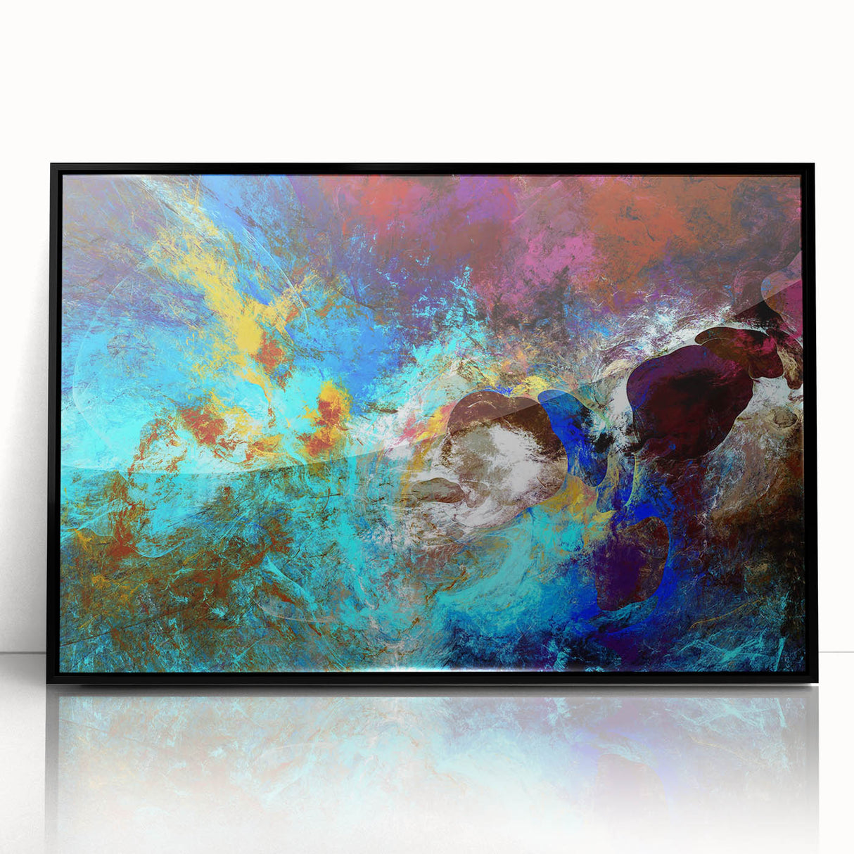 High Contrast Abstract Painting in Blue and Plum – Modern Wall Art