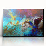 High Contrast Abstract Painting in Blue and Plum – Modern Wall Art