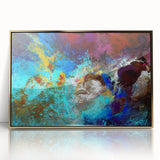 High Contrast Abstract Painting in Blue and Plum – Modern Wall Art