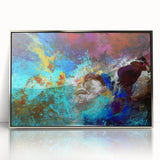 High Contrast Abstract Painting in Blue and Plum – Modern Wall Art