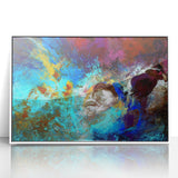 High Contrast Abstract Painting in Blue and Plum – Modern Wall Art