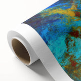 High Contrast Abstract Painting in Blue and Plum – Modern Wall Art