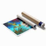 High Contrast Abstract Painting in Blue and Plum – Modern Wall Art