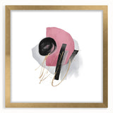 Abstract Geometric Framed Art – Pink, Black & Gold Minimalist Print