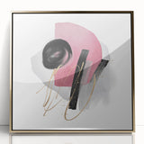 Abstract Geometric Framed Art – Pink, Black & Gold Minimalist Print