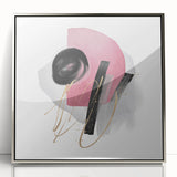Abstract Geometric Framed Art – Pink, Black & Gold Minimalist Print