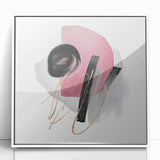Abstract Geometric Framed Art – Pink, Black & Gold Minimalist Print