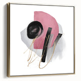 Abstract Geometric Framed Art – Pink, Black & Gold Minimalist Print