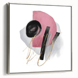 Abstract Geometric Framed Art – Pink, Black & Gold Minimalist Print